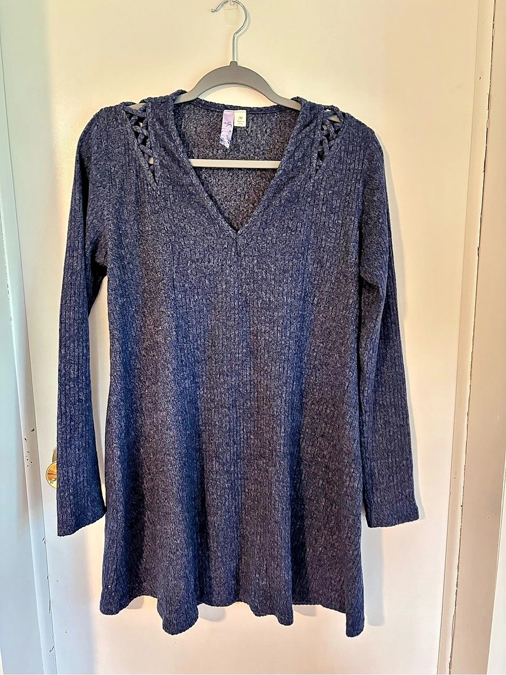 alysa Long Sleeve Mini Dress in Black Size Medium